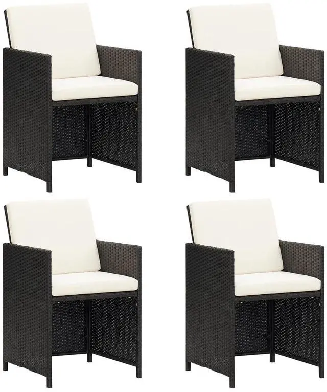 Alt view image 5 of 15 - vidaXL Patio Chairs 4 pcs Poly Rattan Black