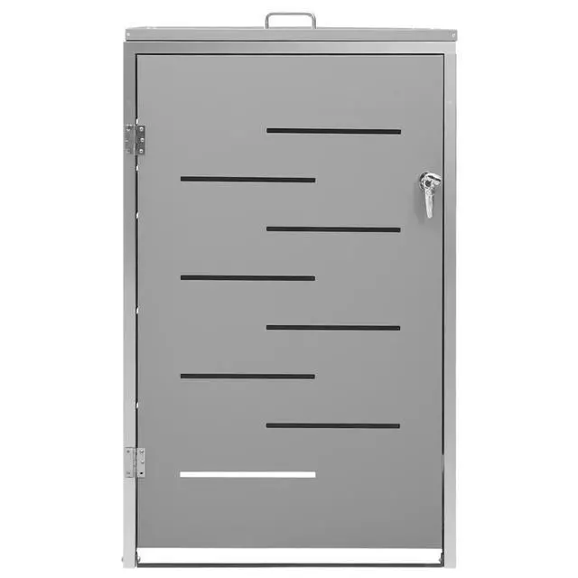 Alt view image 8 of 13 - vidaXL Single Wheelie Bin Shed 27.2"x30.5"x45.3" Stainless Steel