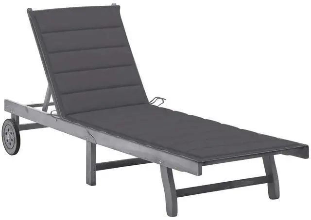Alt view image 7 of 12 - vidaXL Patio Sun Lounger with Cushion Gray Solid Acacia Wood