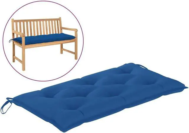 Alt view image 6 of 12 - vidaXL Garden Bench Cushion Blue 43.3"x19.6"x2.7" Fabric