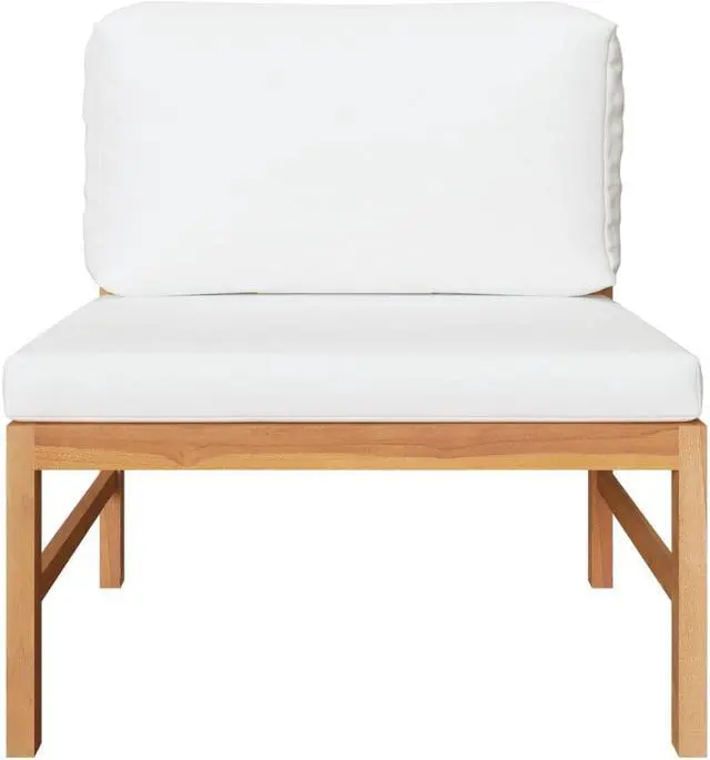 Alt view image 7 of 15 - vidaXL Middle Sofa with Cream Cushions Solid Teak Wood