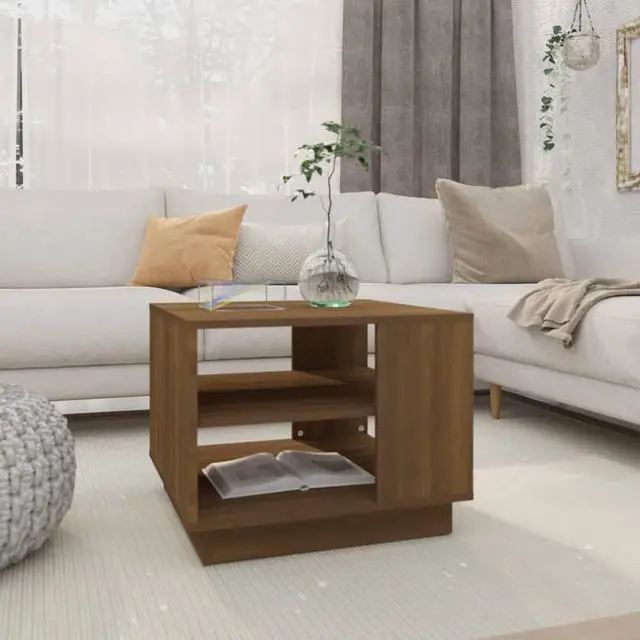 Alt view image 11 of 16 - vidaXL Coffee Table Brown Oak Engineered Wood Side Tea Sofa Table Furniture