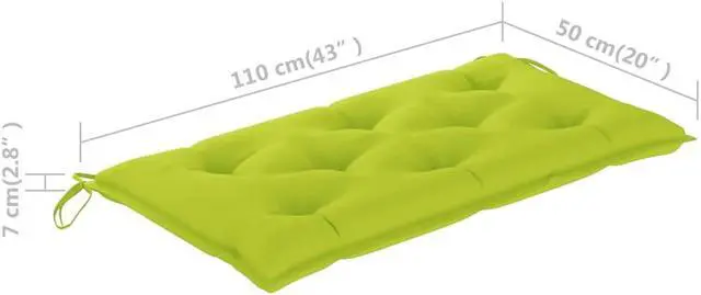 Alt view image 8 of 11 - vidaXL Garden Bench Cushion Bright Green 43.3"x19.6"x2.7" Fabric