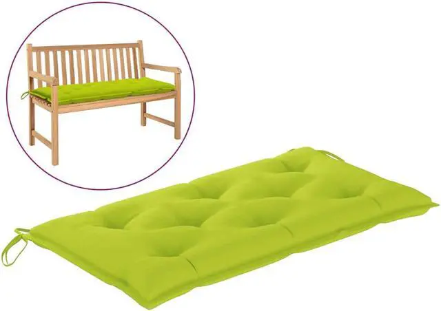 Alt view image 6 of 11 - vidaXL Garden Bench Cushion Bright Green 43.3"x19.6"x2.7" Fabric