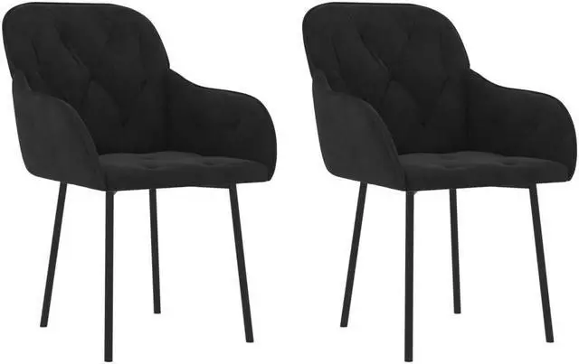 Alt view image 15 of 16 - vidaXL Dining Chairs 2 Pcs Accent Chair Armchair for Living Room Black Velvet