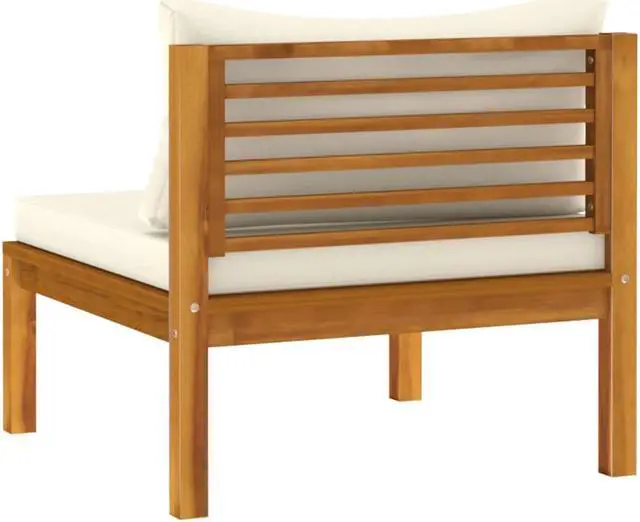 Alt view image 10 of 18 - vidaXL Sectional Middle Sofa with Cream White Cushion Acacia Wood