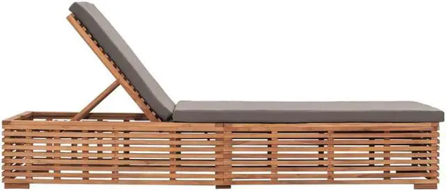 Alt view image 8 of 17 - vidaXL Sun Lounger with Dark Gray Cushion Solid Teak Wood