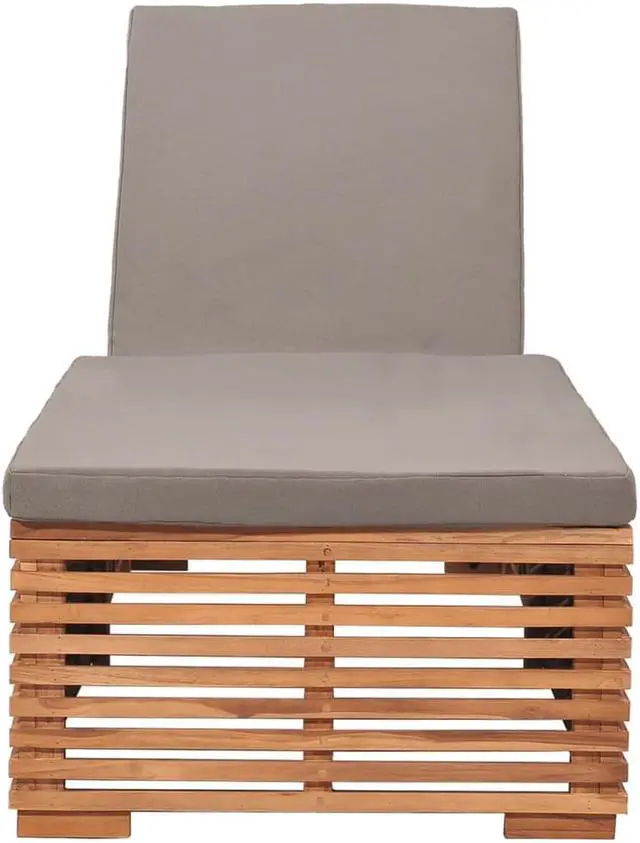 Alt view image 11 of 17 - vidaXL Sun Lounger with Dark Gray Cushion Solid Teak Wood