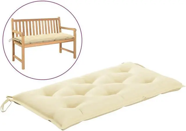 Alt view image 10 of 13 - vidaXL Bench Cushion Water Repellent Garden Cushion Cream White Oxford Fabric