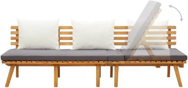 Alt view image 9 of 12 - vidaXL Day Bed 78.7"x25.6" Solid Acacia Wood