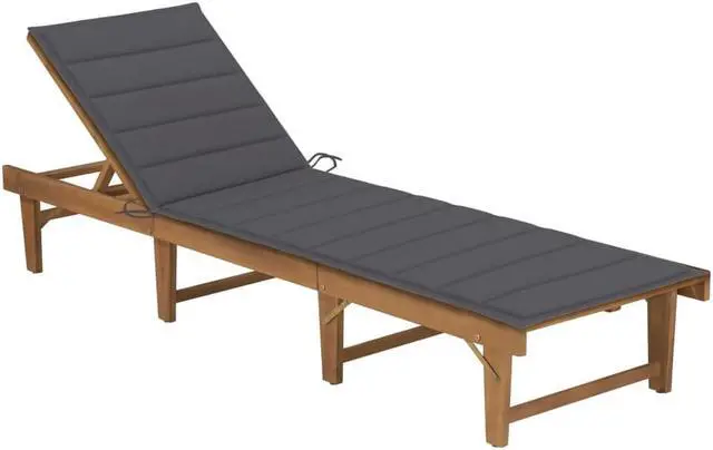 Alt view image 5 of 10 - vidaXL Folding Sun Lounger with Cushion Solid Acacia Wood