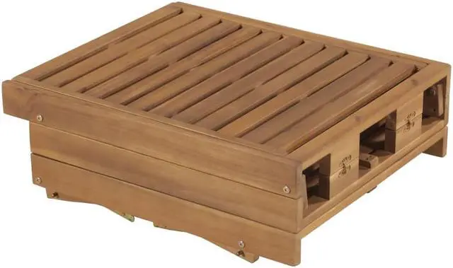Alt view image 8 of 10 - vidaXL Folding Sun Lounger with Cushion Solid Acacia Wood