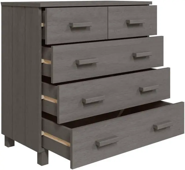 Alt view image 3 of 14 - vidaXL Sideboard HAMAR Light Gray 31.1"x15.7"x31.5" Solid Wood Pine