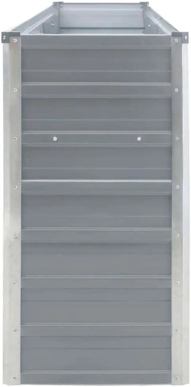 Alt view image 13 of 17 - vidaXL Raised Garden Bed Galvanized Steel Gray Patio Plant Stand Vase Planter