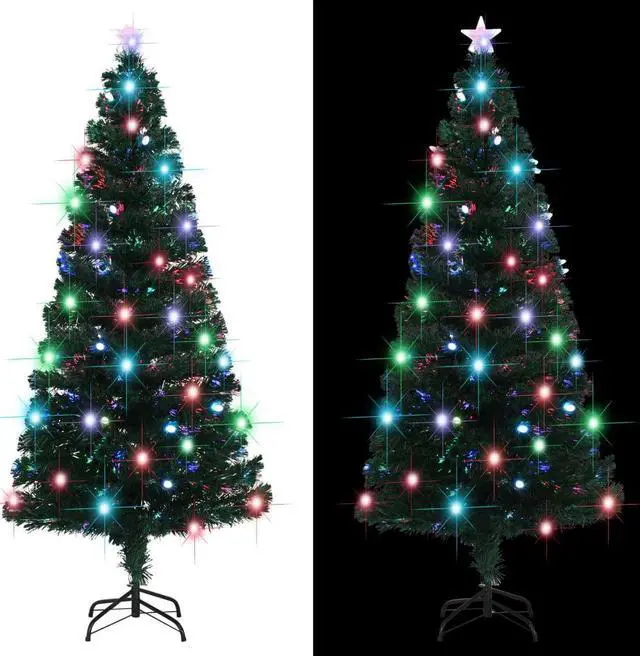 Alt view image 8 of 18 - vidaXL Artificial Christmas Tree with Stand/LED 70.9" Fiber Optic