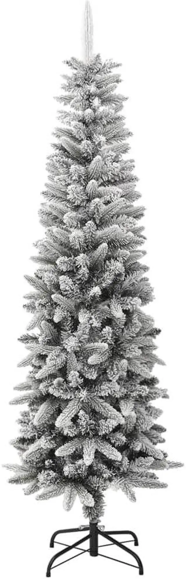 Alt view image 5 of 13 - vidaXL Christmas Tree Slim Artificial Xmas Tree with Flocked Snow PVC and PE