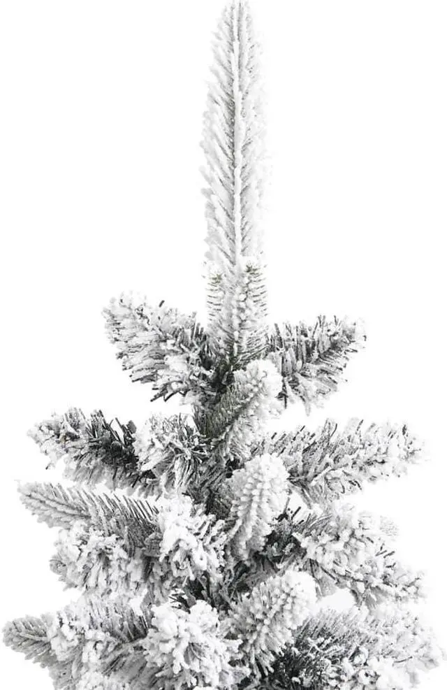 Alt view image 7 of 13 - vidaXL Christmas Tree Slim Artificial Xmas Tree with Flocked Snow PVC and PE