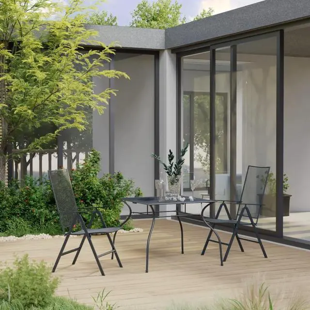 Alt view image 6 of 11 - vidaXL 3 Piece Garden Dining Set Steel Anthracite