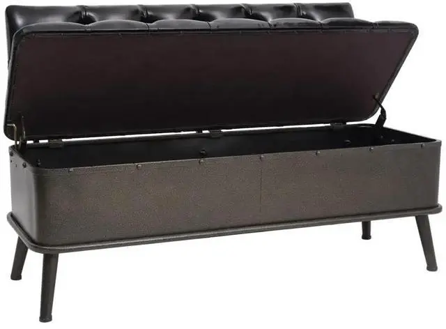 Alt view image 8 of 12 - vidaXL Storage Bench with Backrest 43.3" Black Faux Leather
