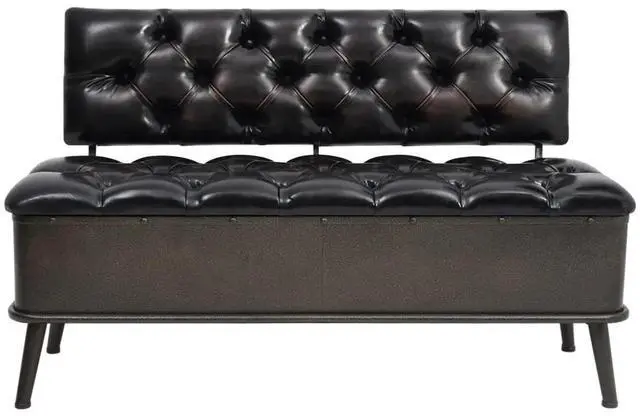 Alt view image 9 of 12 - vidaXL Storage Bench with Backrest 43.3" Black Faux Leather