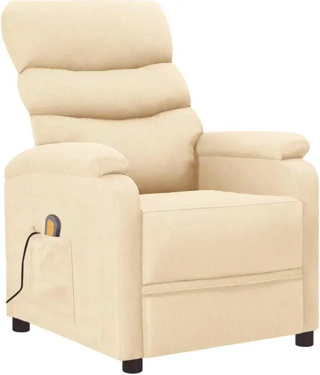 Alt view image 14 of 17 - vidaXL Massage Chair Electric Massaging Recliner Chair for Elderly Cream Fabric