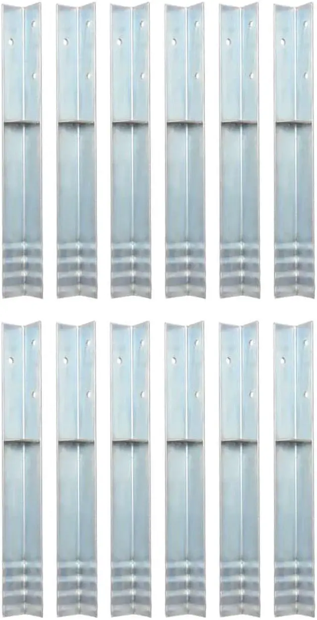 Alt view image 4 of 8 - vidaXL L-shaped Ground Anchors 12 pcs Galvanised Steel 2"x2"x19.7"