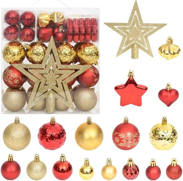 Alt view image 6 of 16 - vidaXL Christmas Bauble Set 70 Piece Christmas Ball for Xmas Tree Gold and Red