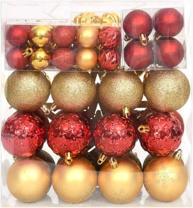 Alt view image 8 of 16 - vidaXL Christmas Bauble Set 70 Piece Christmas Ball for Xmas Tree Gold and Red