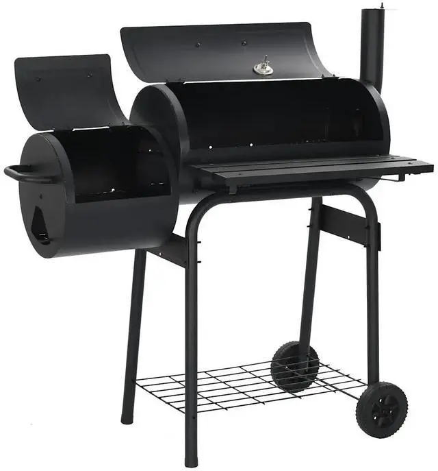 Alt view image 13 of 17 - vidaXL Classic Charcoal BBQ Offset Smoker Garden Picnic Cooking Grill Barbecue