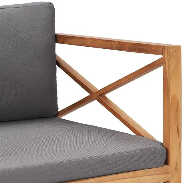 Alt view image 18 of 18 - vidaXL Patio Chair Outdoor Furniture with Dark Gray Cushions Solid Wood Teak