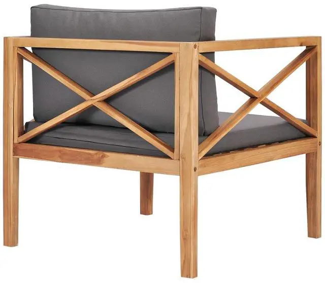 Alt view image 17 of 18 - vidaXL Patio Chair Outdoor Furniture with Dark Gray Cushions Solid Wood Teak