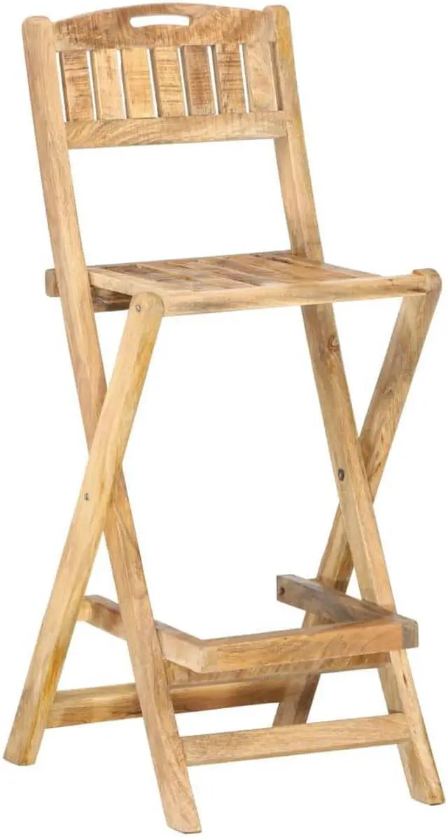 Alt view image 8 of 18 - vidaXL Folding Patio Bar Chairs 2 pcs Solid Mango Wood