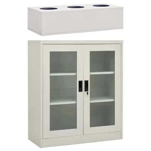 Alt view image 7 of 13 - vidaXL Office Cabinet with Planter Box Light Gray 35.4"x15.7"x50.4" Steel