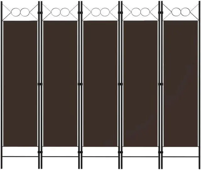 Alt view image 7 of 12 - vidaXL 5-Panel Room Divider Brown 78.7"x70.9"