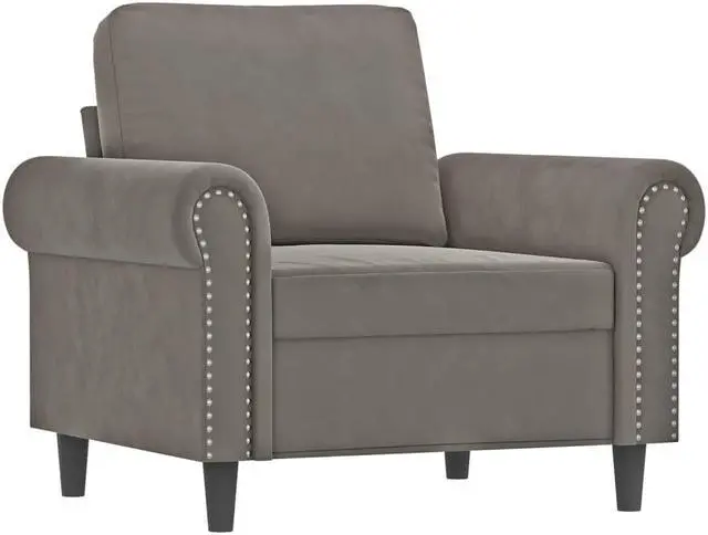 Alt view image 8 of 18 - vidaXL Sofa Chair Light Gray 23.6" Velvet