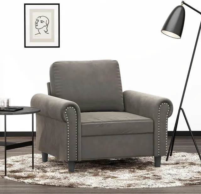 Alt view image 7 of 18 - vidaXL Sofa Chair Light Gray 23.6" Velvet
