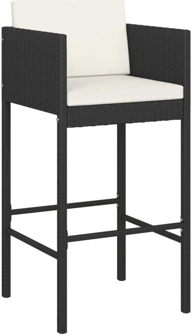 Alt view image 9 of 17 - vidaXL Bar Stools 4 pcs with Cushions Black Poly Rattan