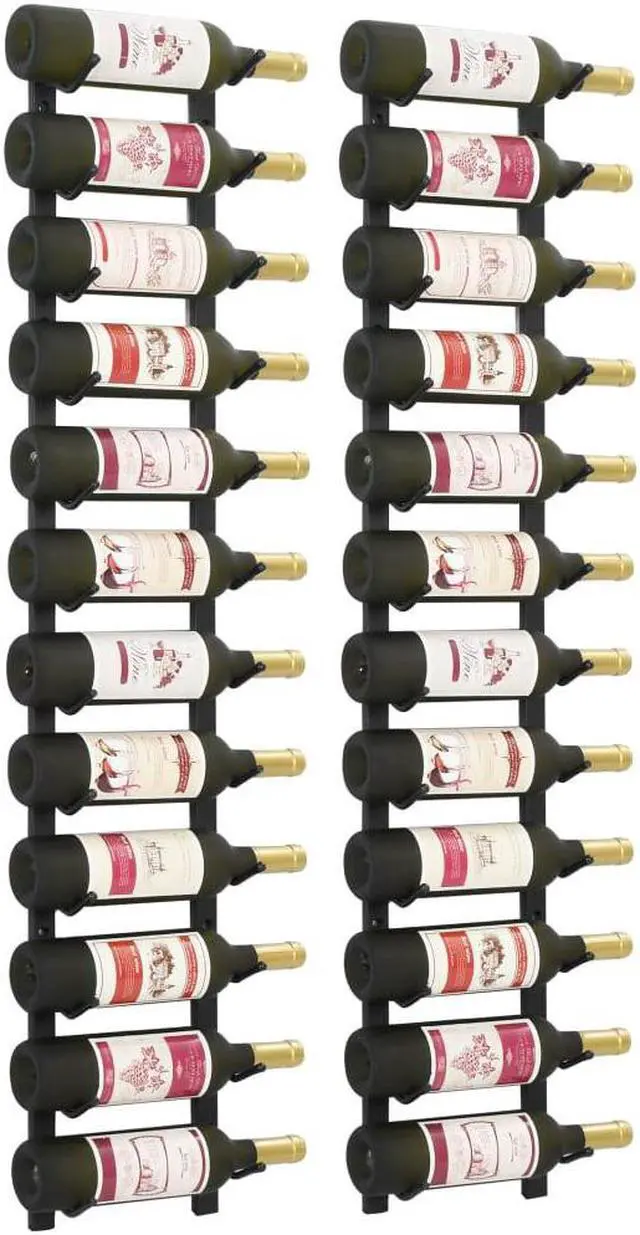 Alt view image 7 of 15 - vidaXL Wall Mounted Wine Racks for 12 Bottles 2 pcs Black Iron