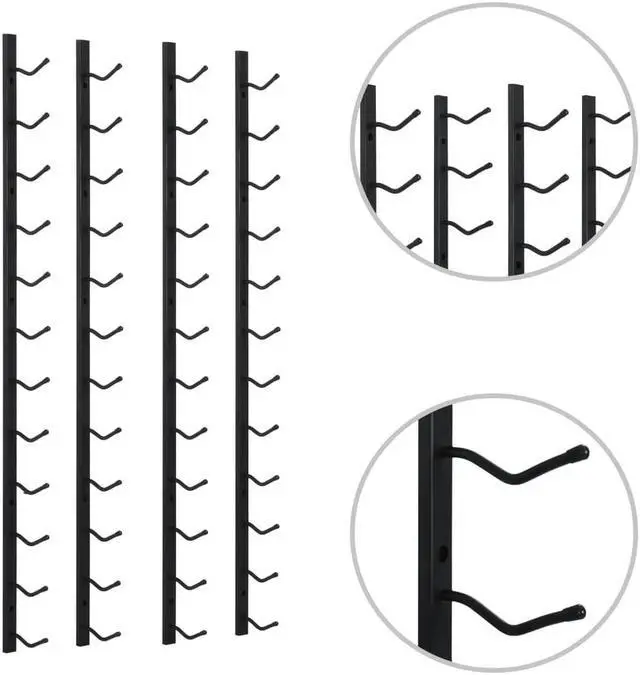 Alt view image 9 of 15 - vidaXL Wall Mounted Wine Racks for 12 Bottles 2 pcs Black Iron