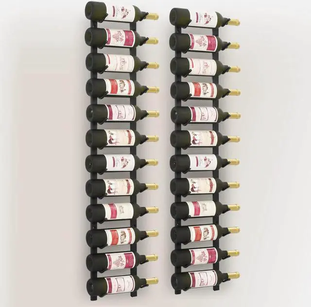 Alt view image 10 of 15 - vidaXL Wall Mounted Wine Racks for 12 Bottles 2 pcs Black Iron