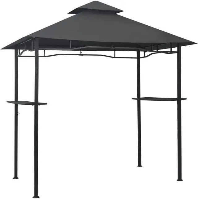 Alt view image 7 of 16 - vidaXL BBQ Gazebo 7.9'x4.9'x8.4' Anthracite Steel