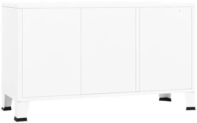 Alt view image 12 of 16 - vidaXL Sideboard Industrial Storage Cabinet with Handle White Metal and Glass