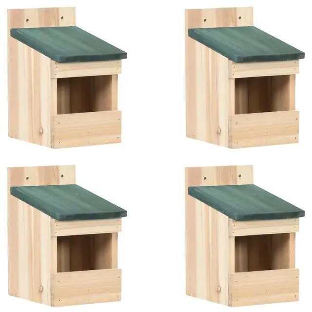 Alt view image 11 of 15 - vidaXL 4x Firwood Bird Houses 4.7"x6.3"x7.9" Bird Nesting Box Cage Aviary
