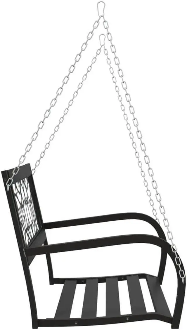 Alt view image 10 of 17 - vidaXL Patio Swing Bench 49.2" Steel and Plastic Black