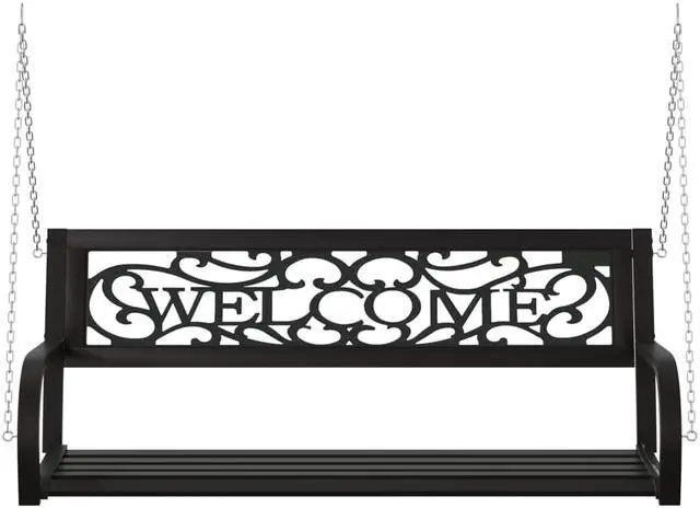 Alt view image 9 of 17 - vidaXL Patio Swing Bench 49.2" Steel and Plastic Black