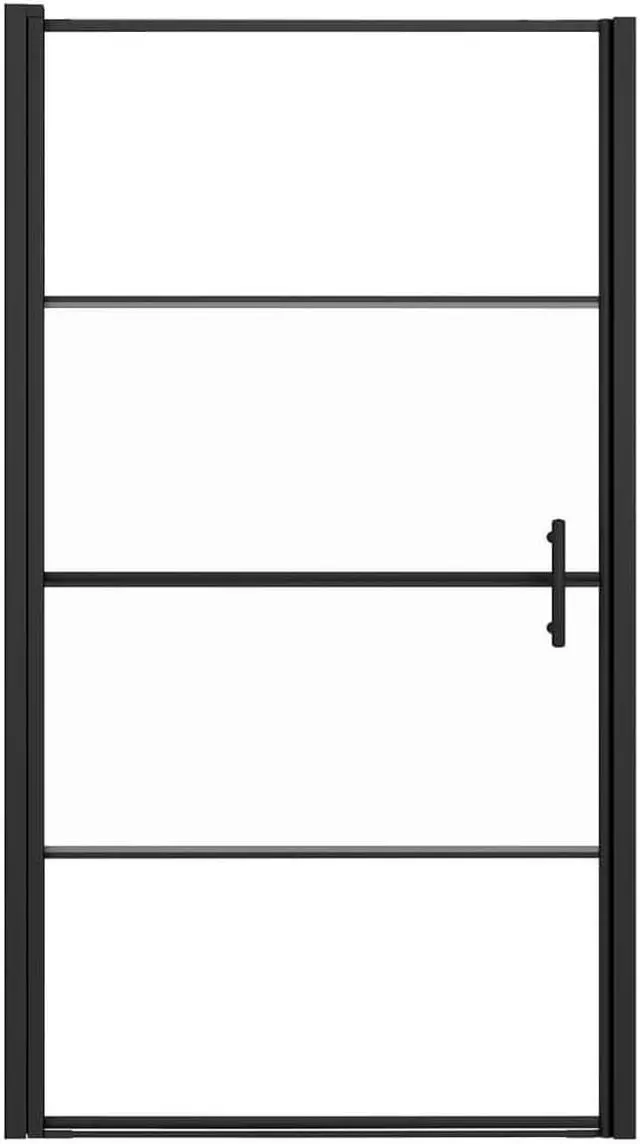 Alt view image 9 of 13 - vidaXL Shower Door 39.4"x70.1" Half Frosted Tempered Glass Black