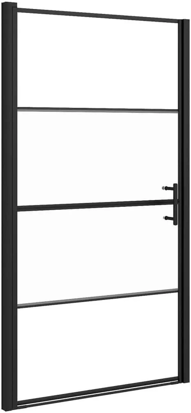 Alt view image 8 of 13 - vidaXL Shower Door 39.4"x70.1" Half Frosted Tempered Glass Black
