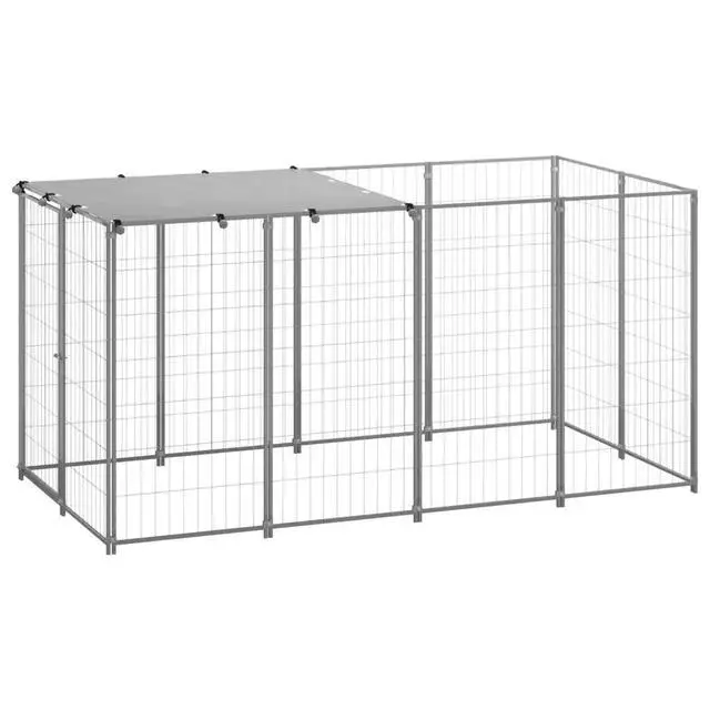 Alt view image 7 of 12 - vidaXL Dog Kennel Silver 26 ft Steel