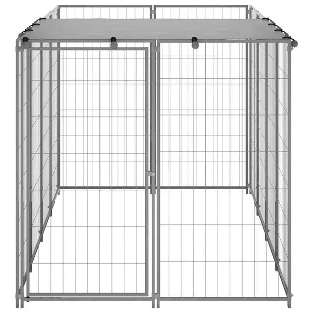 Alt view image 9 of 12 - vidaXL Dog Kennel Silver 26 ft Steel