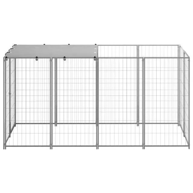 Alt view image 8 of 12 - vidaXL Dog Kennel Silver 26 ft Steel